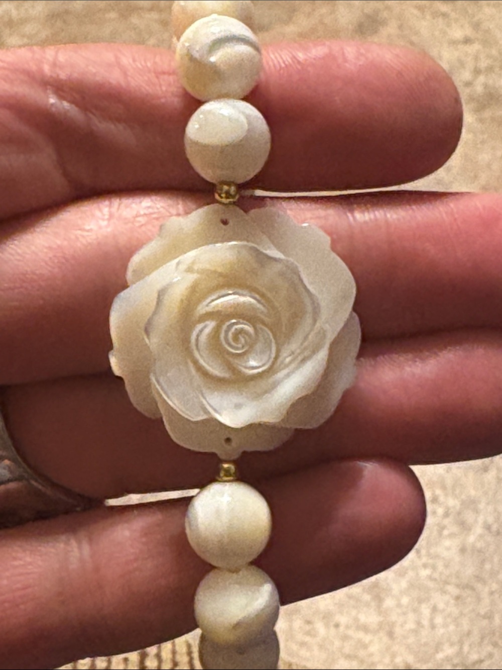 Vintage White Jade Rose Bracelet- Women Jewelry